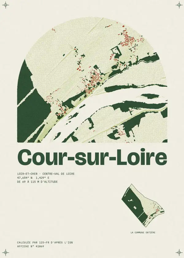 Affiche de Cour-sur-Loire, calculée par 123-fr d'après l'IGN
