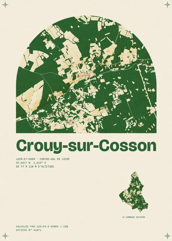 Affiche de Crouy-sur-Cosson, calculée par 123-fr d'après l'IGN