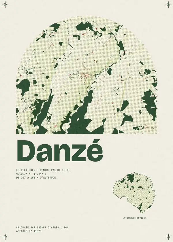 Affiche de Danzé, calculée par 123-fr d'après l'IGN
