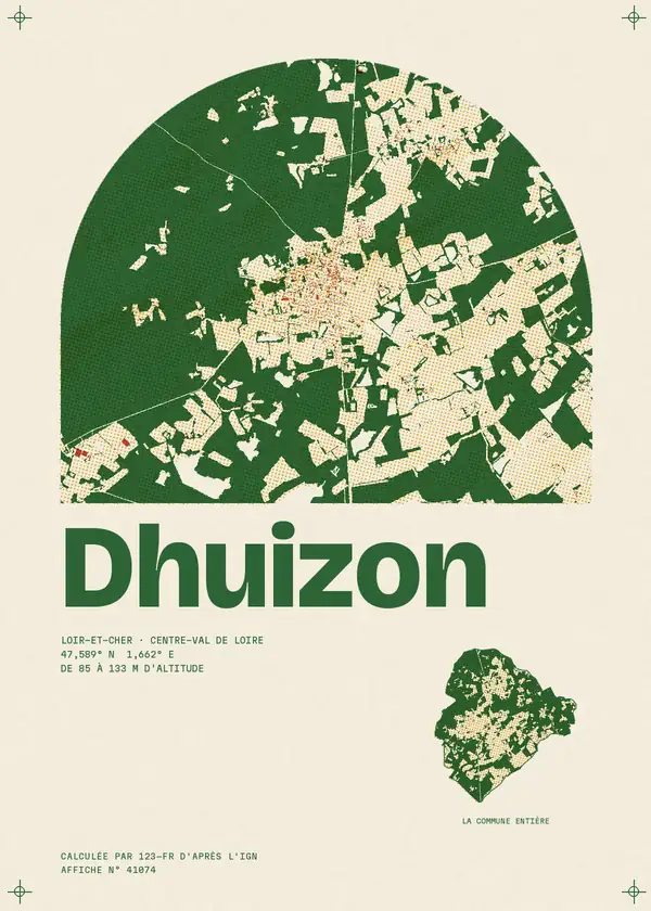 Affiche de Dhuizon, calculée par 123-fr d'après l'IGN