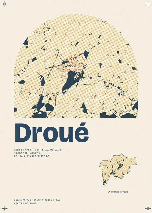 Affiche de Droué, calculée par 123-fr d'après l'IGN