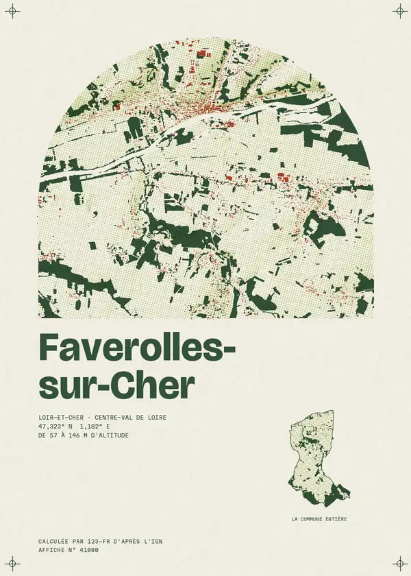 Affiche de Faverolles-sur-Cher, calculée par 123-fr d'après l'IGN
