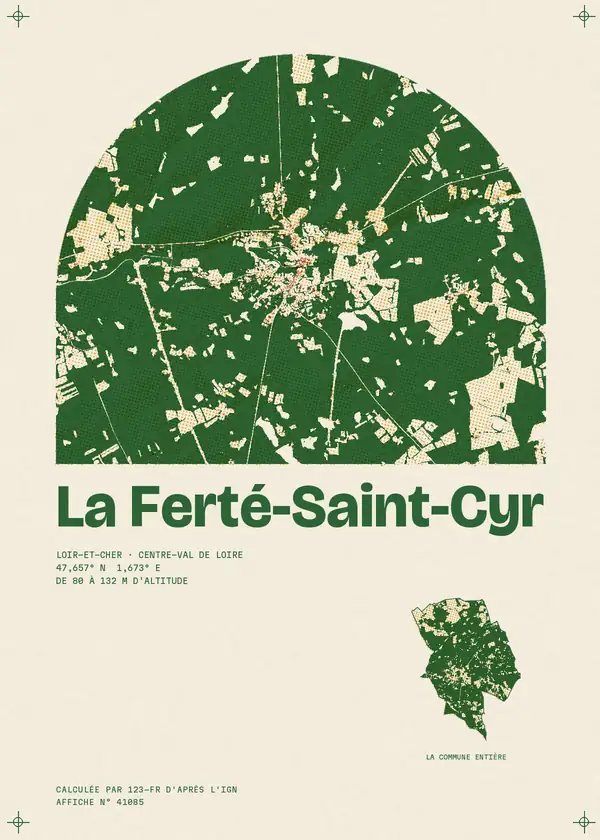 Affiche de La Ferté-Saint-Cyr, calculée par 123-fr d'après l'IGN