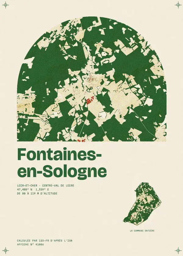 Affiche de Fontaines-en-Sologne, calculée par 123-fr d'après l'IGN