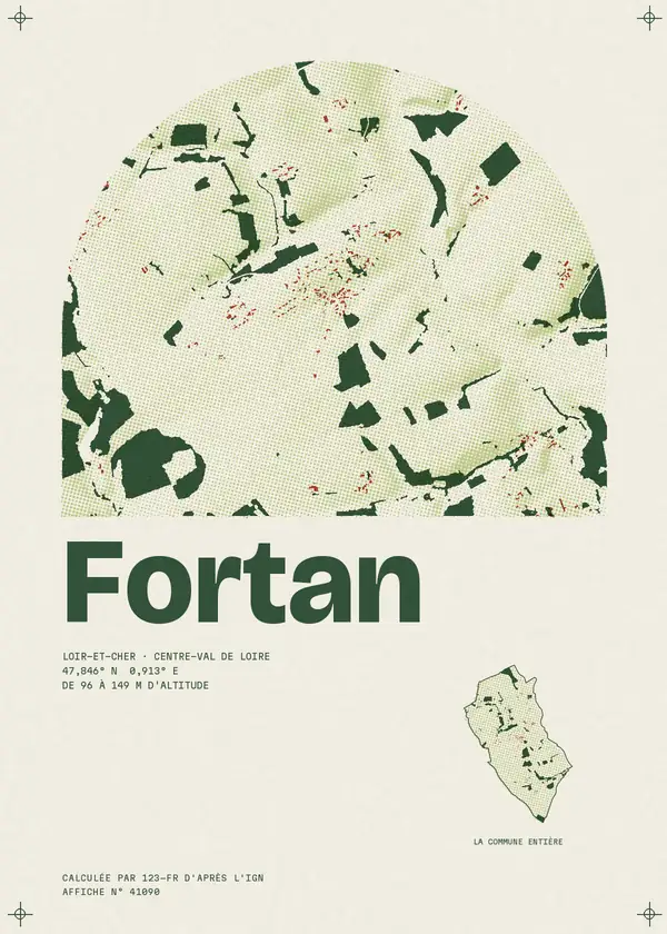 Affiche de Fortan, calculée par 123-fr d'après l'IGN