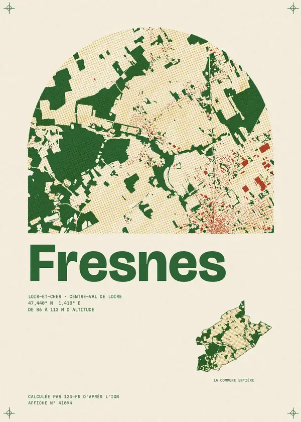 Affiche de Fresnes, calculée par 123-fr d'après l'IGN