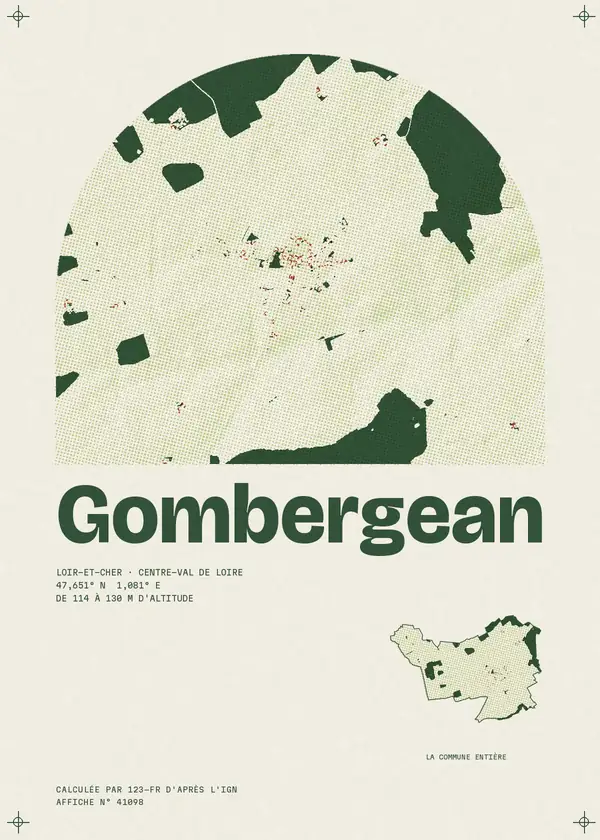 Affiche de Gombergean, calculée par 123-fr d'après l'IGN