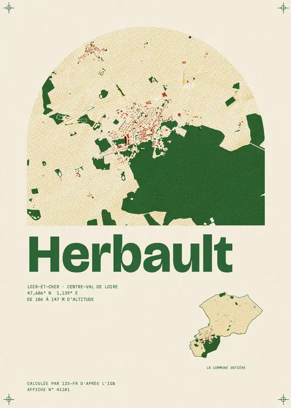 Affiche de Herbault, calculée par 123-fr d'après l'IGN