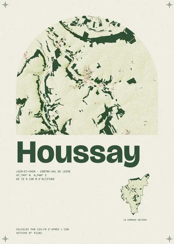 Affiche de Houssay, calculée par 123-fr d'après l'IGN
