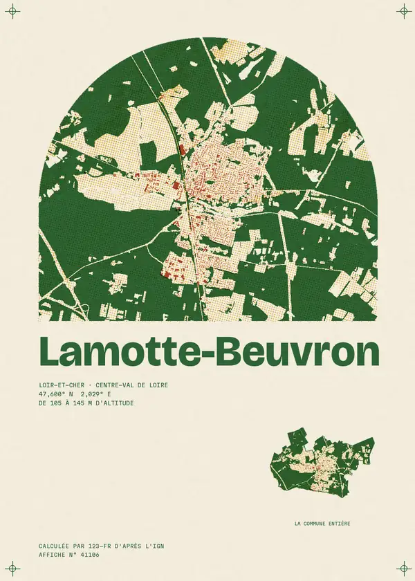Affiche de Lamotte-Beuvron, calculée par 123-fr d'après l'IGN