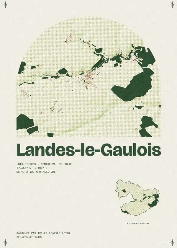 Affiche de Landes-le-Gaulois, calculée par 123-fr d'après l'IGN