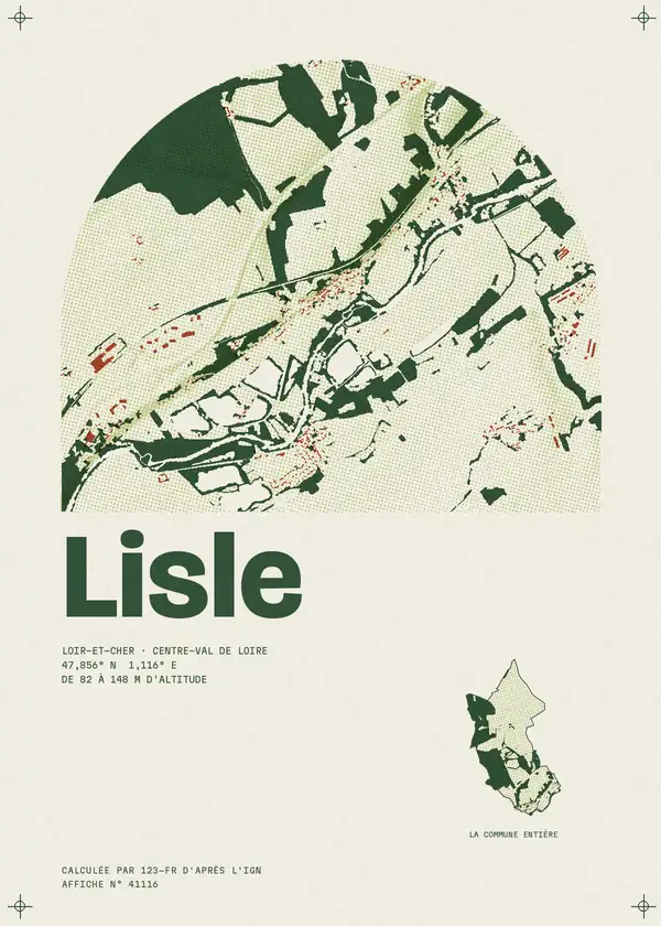 Affiche de Lisle, calculée par 123-fr d'après l'IGN