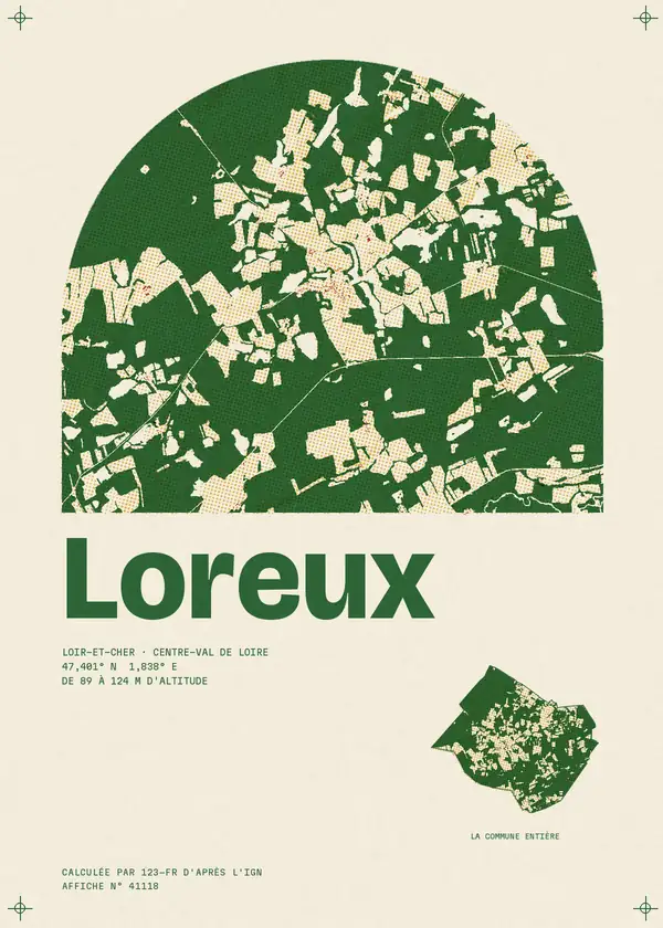 Affiche de Loreux, calculée par 123-fr d'après l'IGN