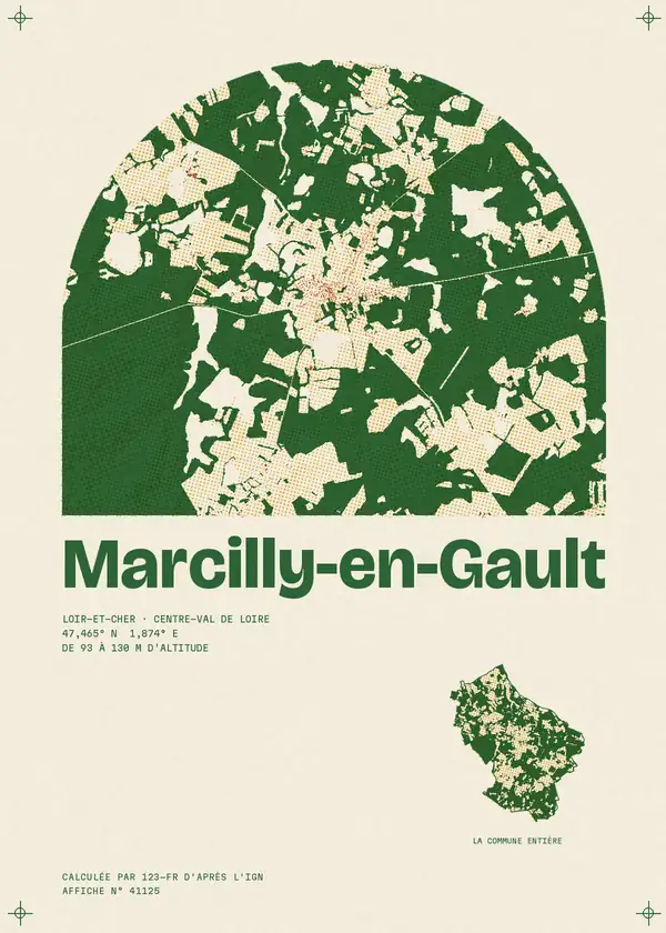 Affiche de Marcilly-en-Gault, calculée par 123-fr d'après l'IGN