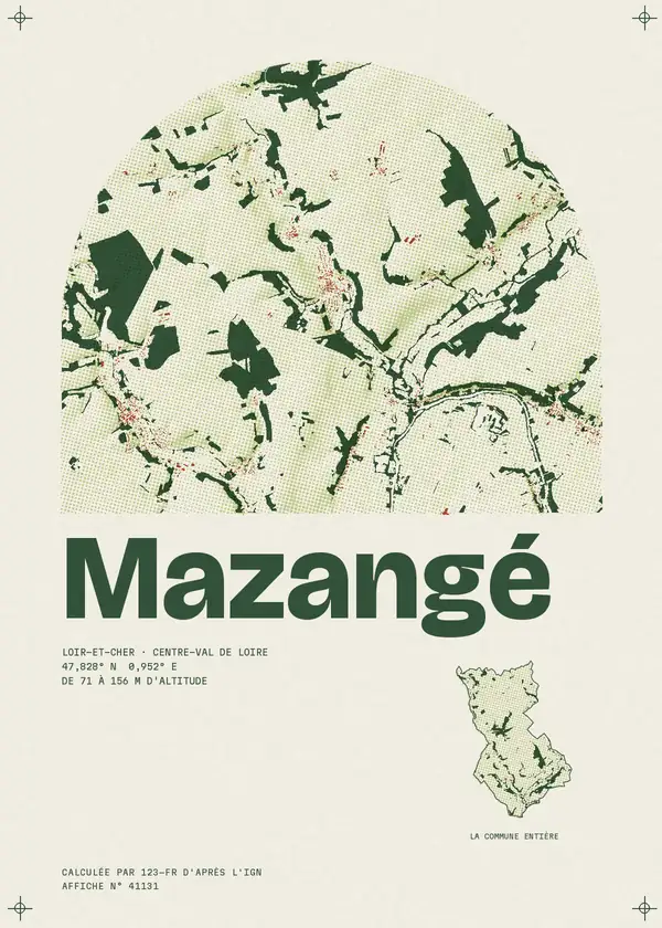Affiche de Mazangé, calculée par 123-fr d'après l'IGN