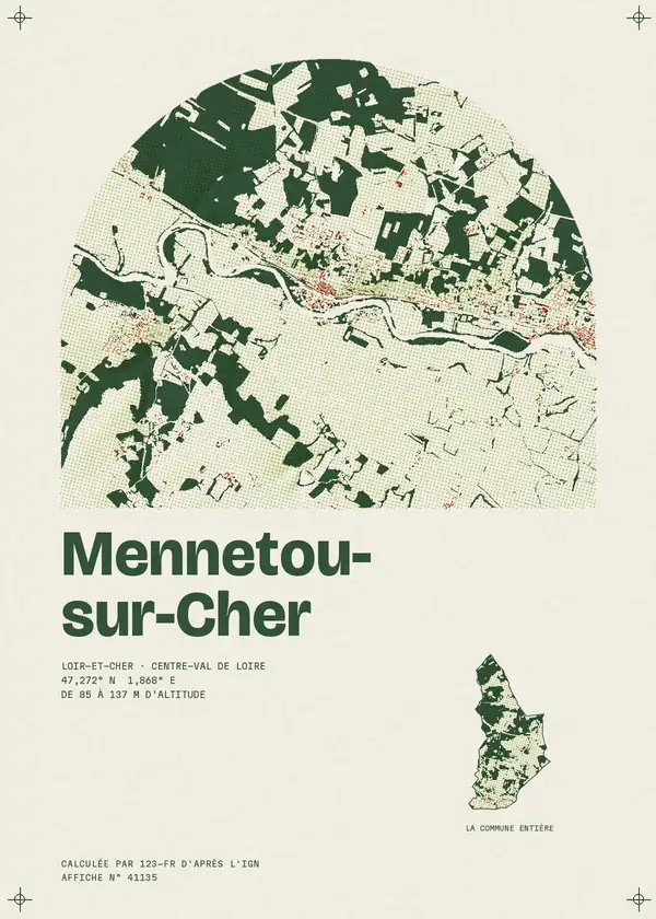 Affiche de Mennetou-sur-Cher, calculée par 123-fr d'après l'IGN