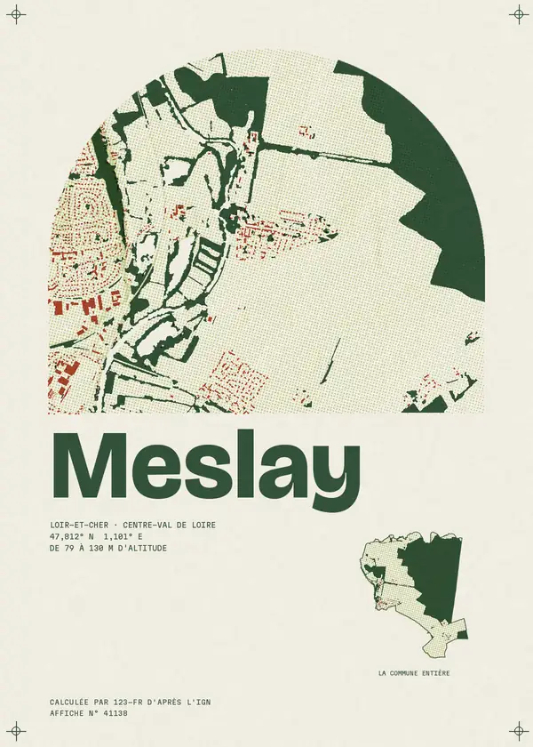Affiche de Meslay, calculée par 123-fr d'après l'IGN