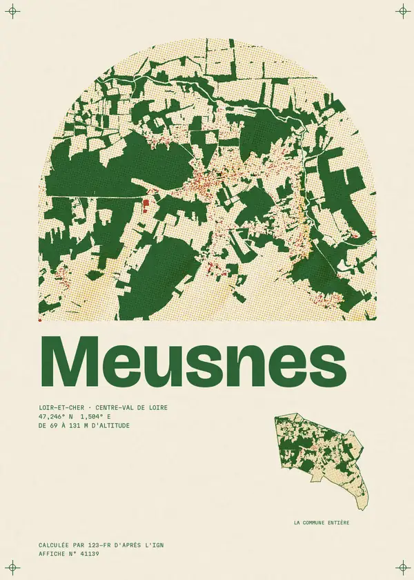 Affiche de Meusnes, calculée par 123-fr d'après l'IGN