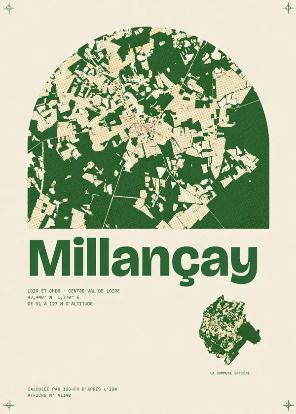 Affiche de Millançay, calculée par 123-fr d'après l'IGN