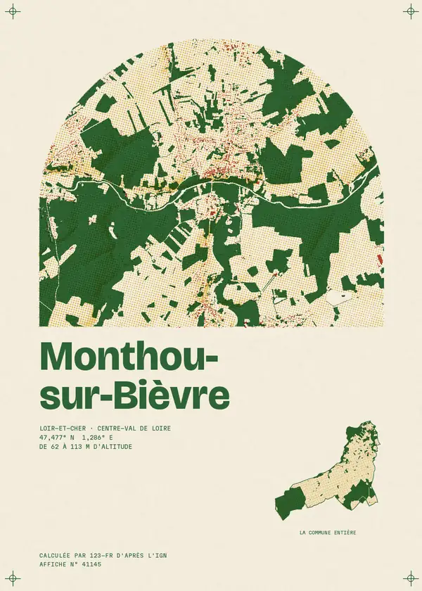 Affiche de Monthou-sur-Bièvre, calculée par 123-fr d'après l'IGN
