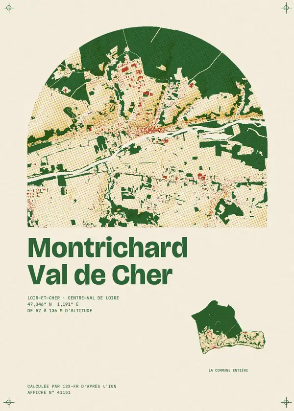 Affiche de Montrichard Val de Cher, calculée par 123-fr d'après l'IGN
