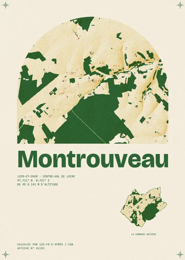 Affiche de Montrouveau, calculée par 123-fr d'après l'IGN