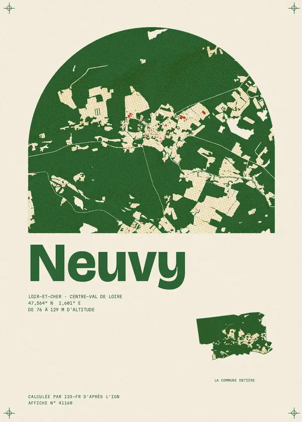 Affiche de Neuvy, calculée par 123-fr d'après l'IGN