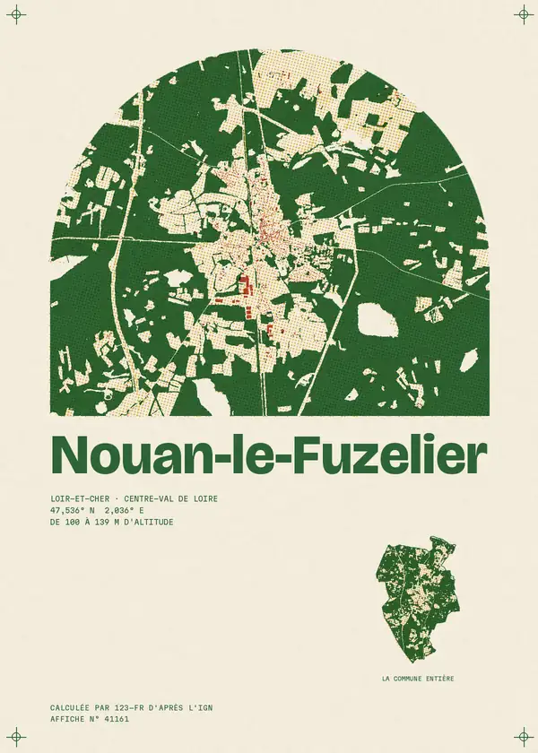 Affiche de Nouan-le-Fuzelier, calculée par 123-fr d'après l'IGN