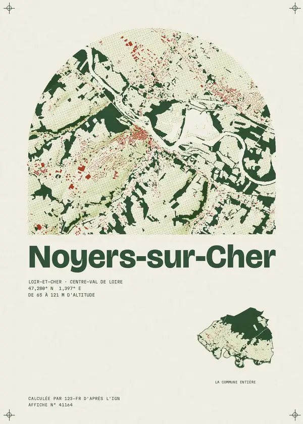 Affiche de Noyers-sur-Cher, calculée par 123-fr d'après l'IGN
