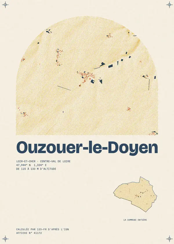 Affiche de Ouzouer-le-Doyen, calculée par 123-fr d'après l'IGN