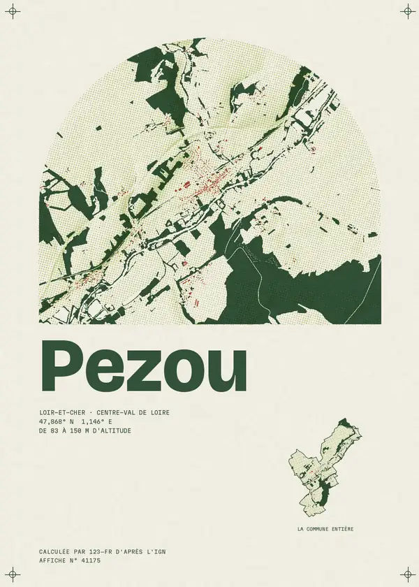 Affiche de Pezou, calculée par 123-fr d'après l'IGN