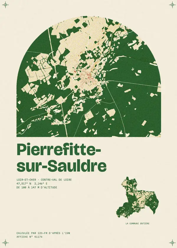 Affiche de Pierrefitte-sur-Sauldre, calculée par 123-fr d'après l'IGN