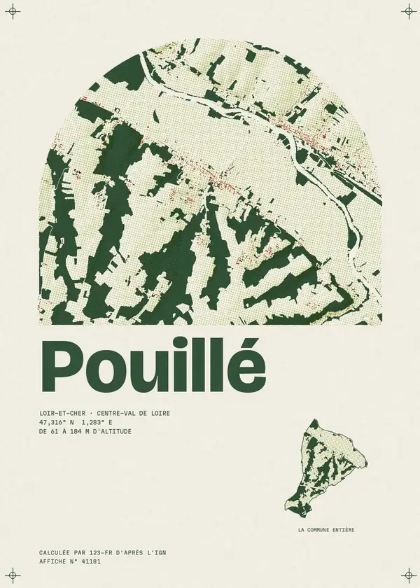 Affiche de Pouillé, calculée par 123-fr d'après l'IGN