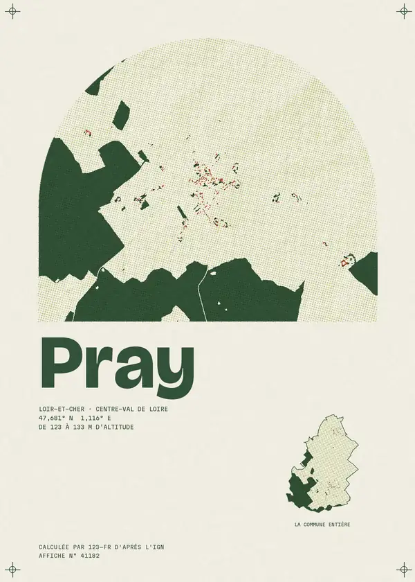 Affiche de Pray, calculée par 123-fr d'après l'IGN
