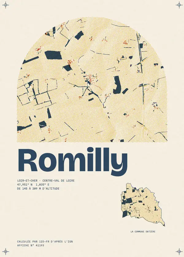 Affiche de Romilly, calculée par 123-fr d'après l'IGN