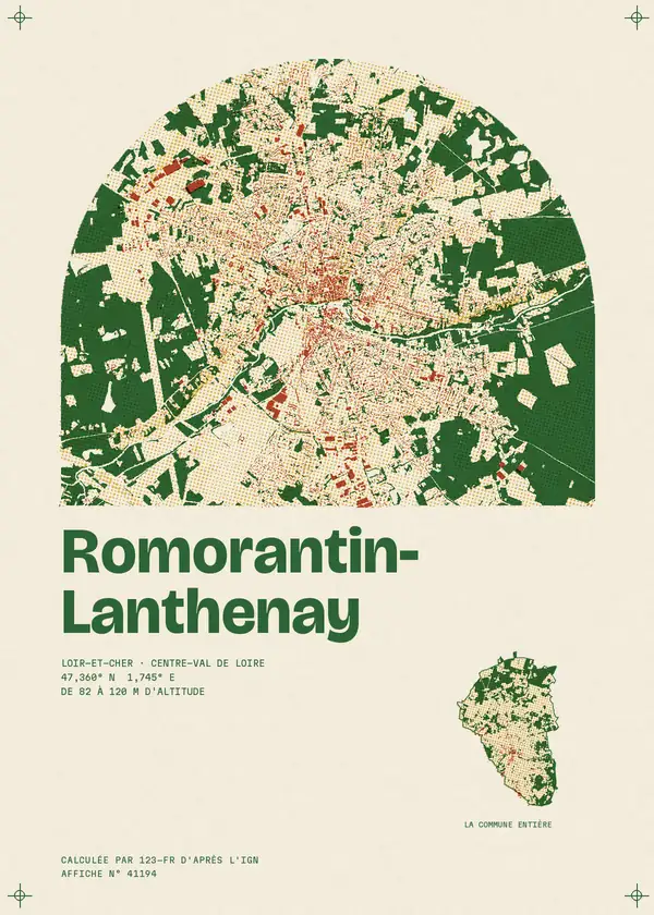 Affiche de Romorantin-Lanthenay, calculée par 123-fr d'après l'IGN