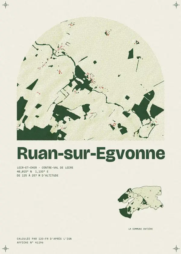 Affiche de Ruan-sur-Egvonne, calculée par 123-fr d'après l'IGN