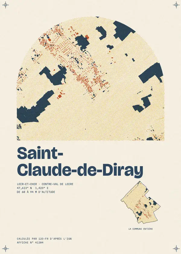 Affiche de Saint-Claude-de-Diray, calculée par 123-fr d'après l'IGN