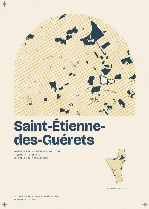 Affiche de Saint-Étienne-des-Guérets, calculée par 123-fr d'après l'IGN