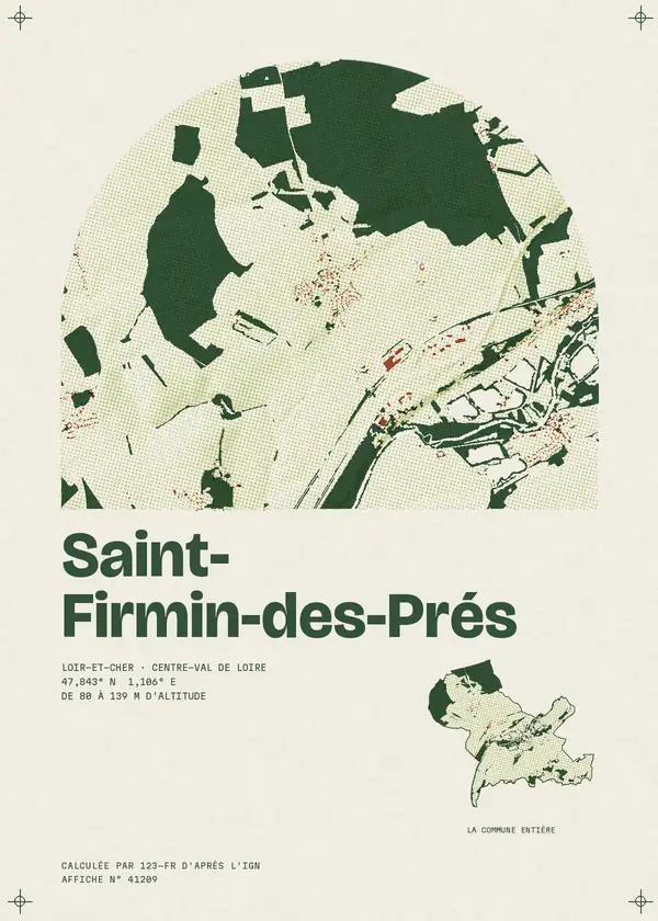 Affiche de Saint-Firmin-des-Prés, calculée par 123-fr d'après l'IGN