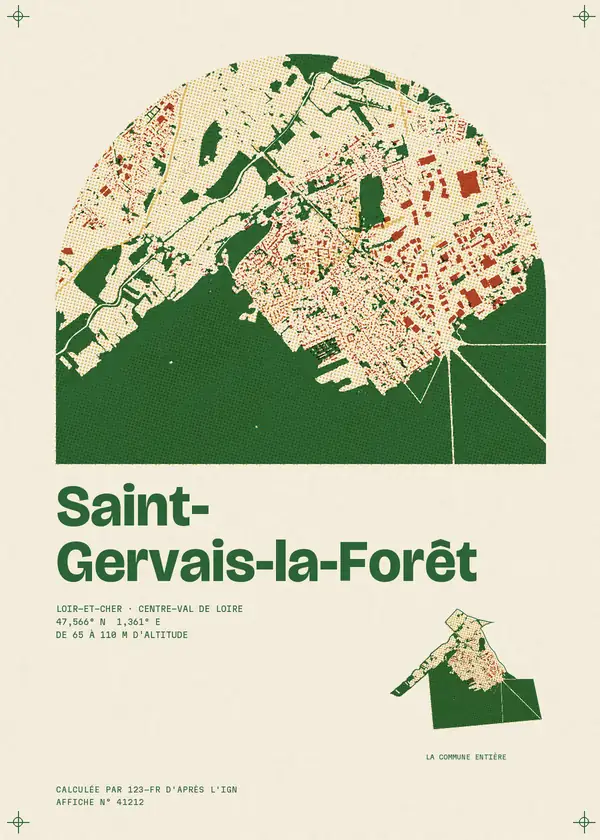Affiche de Saint-Gervais-la-Forêt, calculée par 123-fr d'après l'IGN