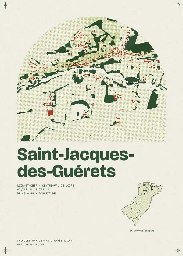 Affiche de Saint-Jacques-des-Guérets, calculée par 123-fr d'après l'IGN