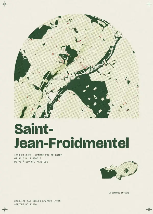 Affiche de Saint-Jean-Froidmentel, calculée d'après l'IGN