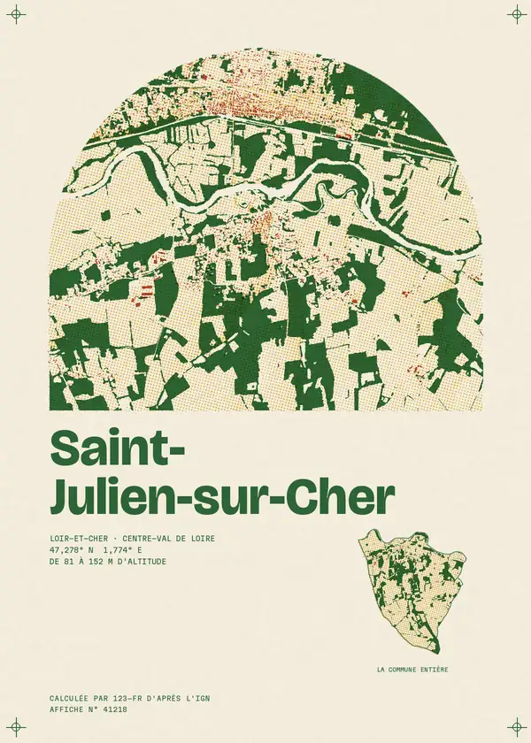 Affiche de Saint-Julien-sur-Cher, calculée par 123-fr d'après l'IGN