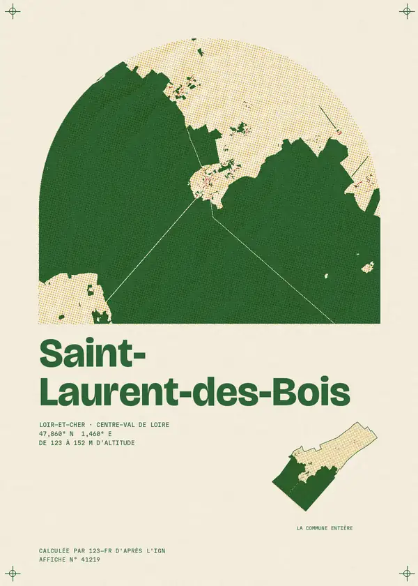 Affiche de Saint-Laurent-des-Bois, calculée par 123-fr d'après l'IGN