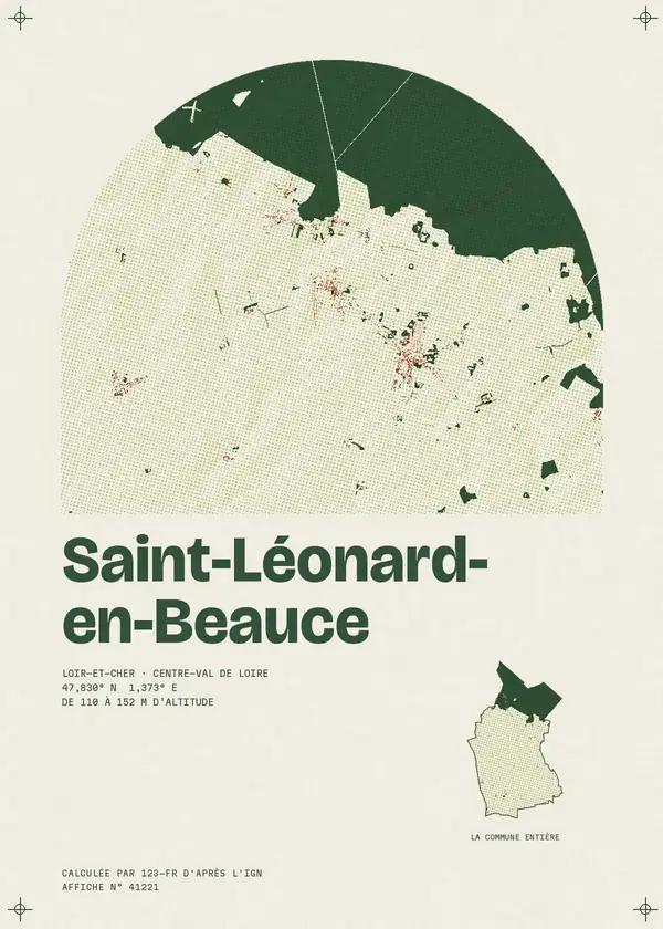 Affiche de Saint-Léonard-en-Beauce, calculée par 123-fr d'après l'IGN