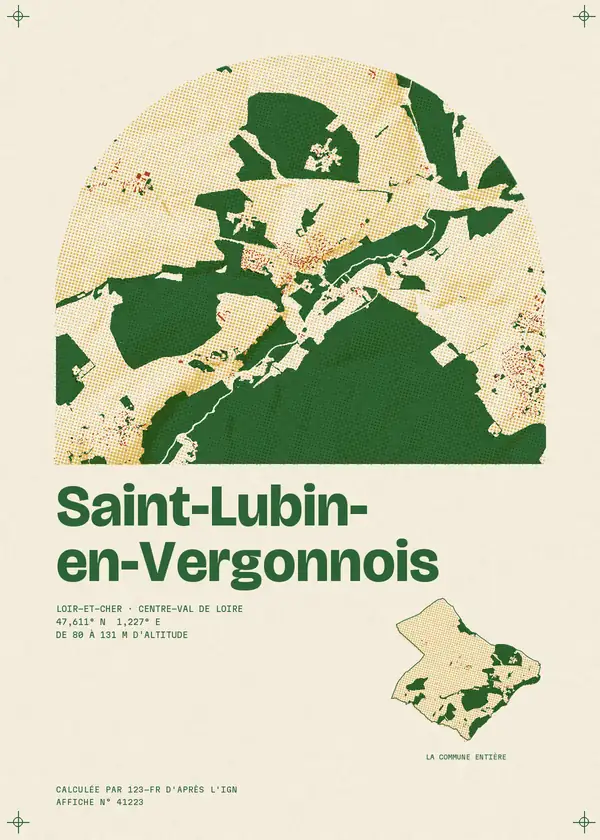 Affiche de Saint-Lubin-en-Vergonnois, calculée par 123-fr d'après l'IGN