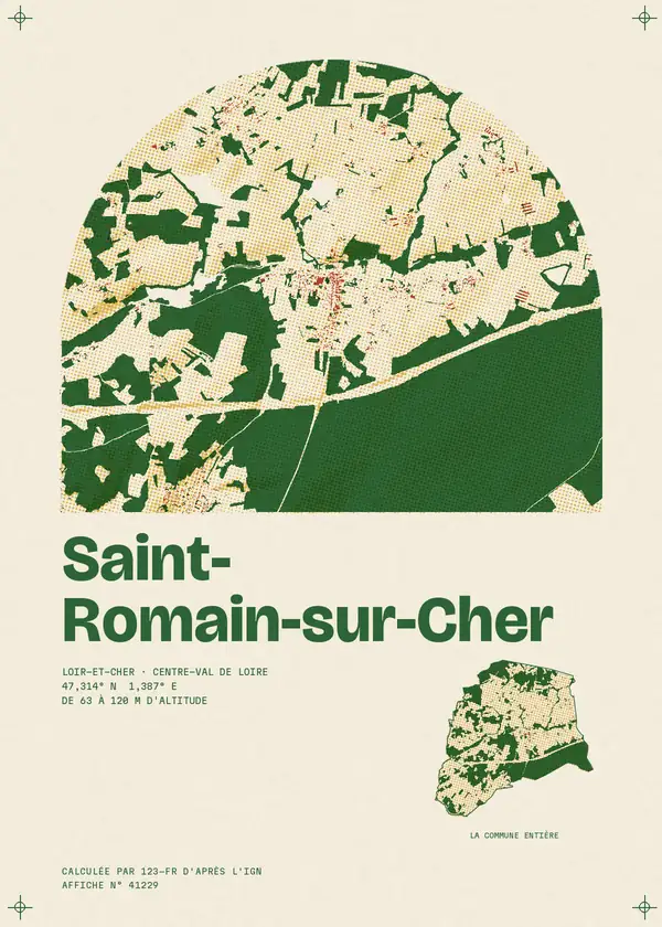 Affiche de Saint-Romain-sur-Cher, calculée par 123-fr d'après l'IGN