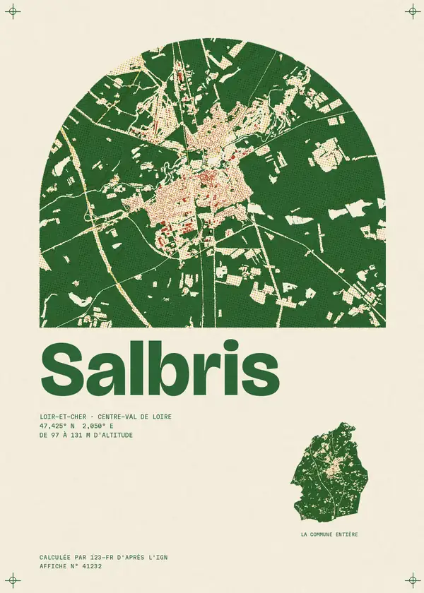 Affiche de Salbris, calculée par 123-fr d'après l'IGN