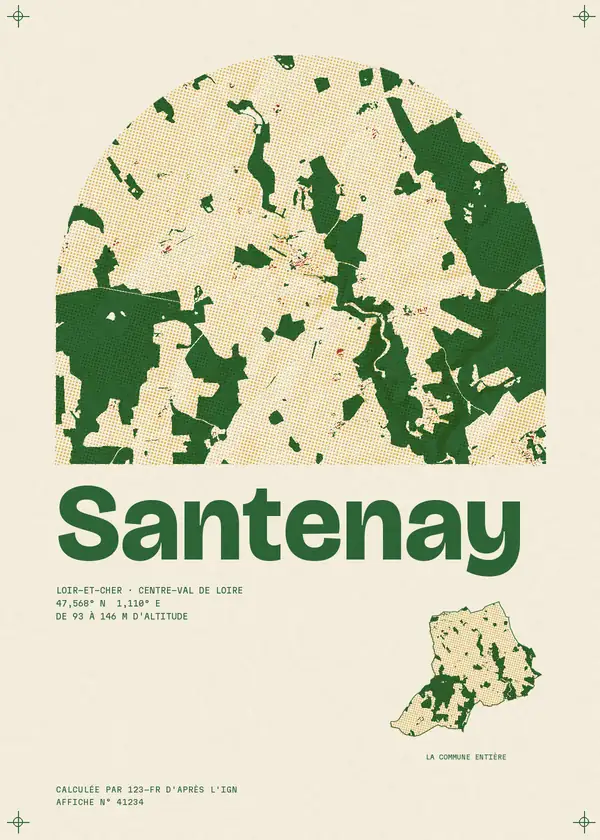 Affiche de Santenay, calculée par 123-fr d'après l'IGN